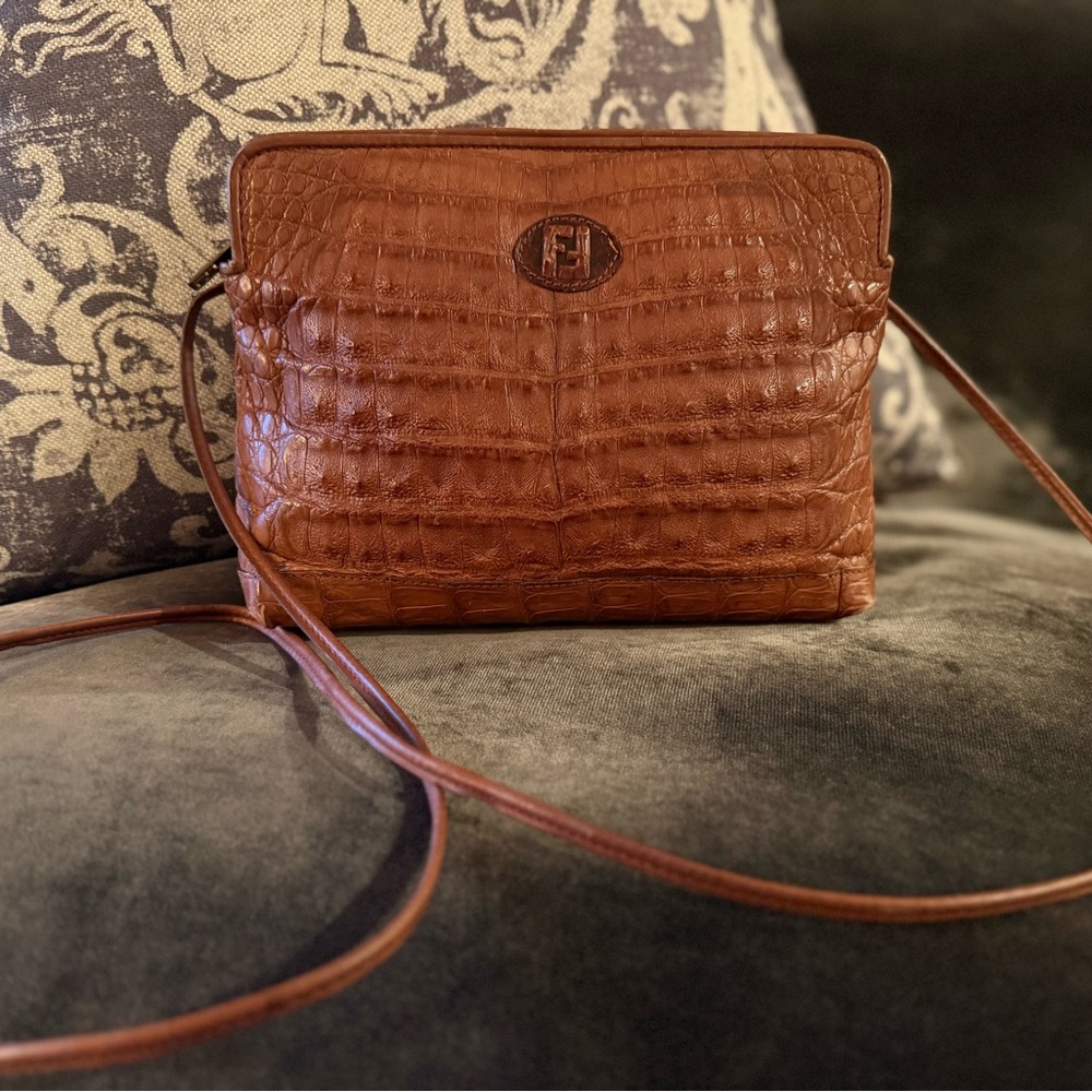 Fendi Tan Crocodile Crossbody Bag